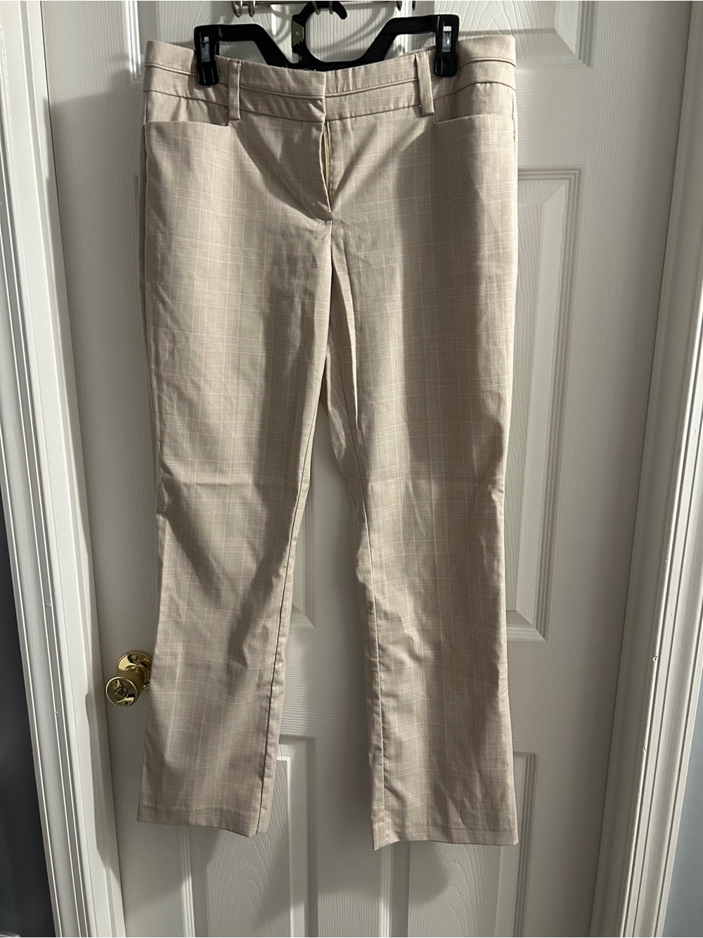 7th Avenue New York & Co. Beige Plaid Women's Dress Trousers